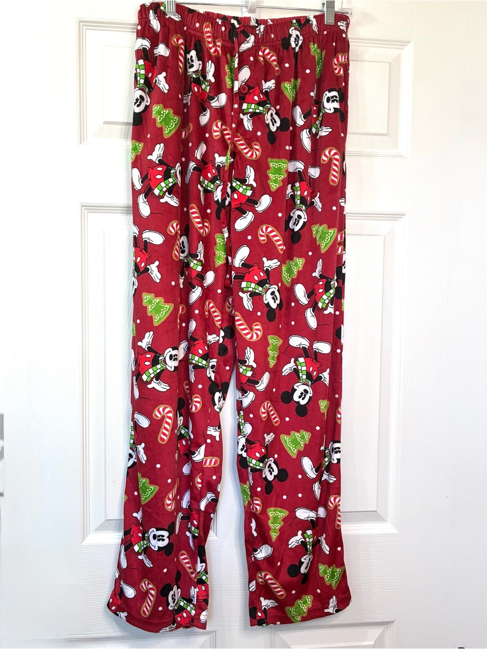Disney Mickey Mouse Pajama Pants Unisex Large Red Black White Soft Pockets